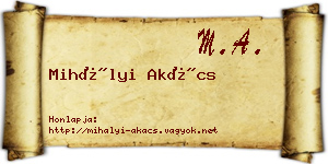 Mihályi Akács névjegykártya
